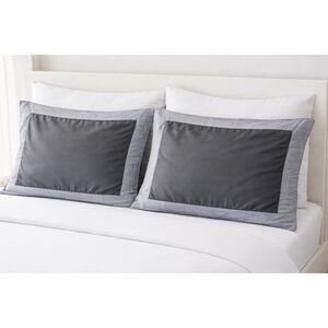 Pottery Barn Set of 2 Standard Pillowcases Sham  Gray Mist Linen Tencel Lyocell